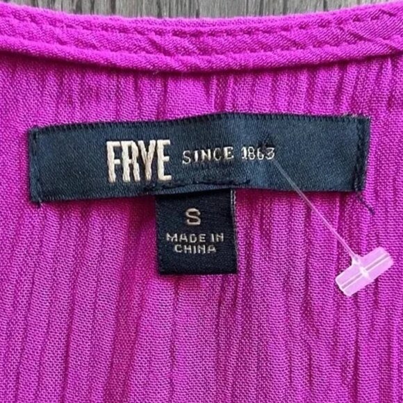 Frye Ruffle V-Neck Eyelet Midi Dress Size S Magenta Boho Western Country NWT - Picture 3 of 6